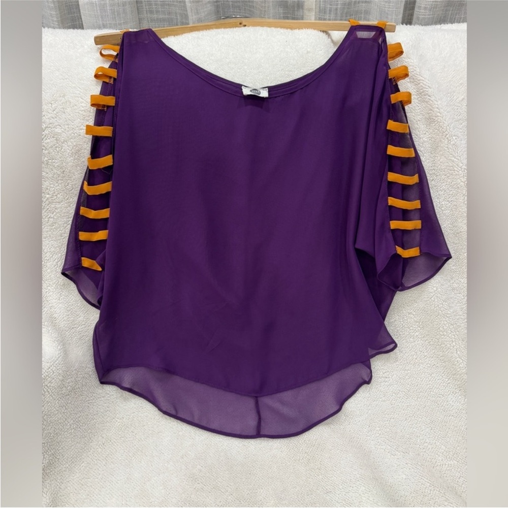 Mardi Gras or LSU!! Purple & Gold Sheer Blouse